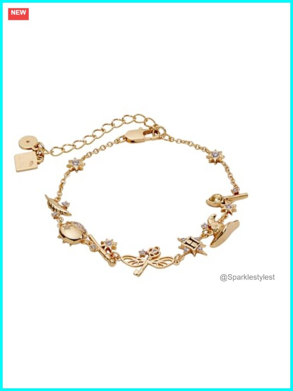 Harry Potter Charm Bracelet Gold-Plated Brass Lobster Claw